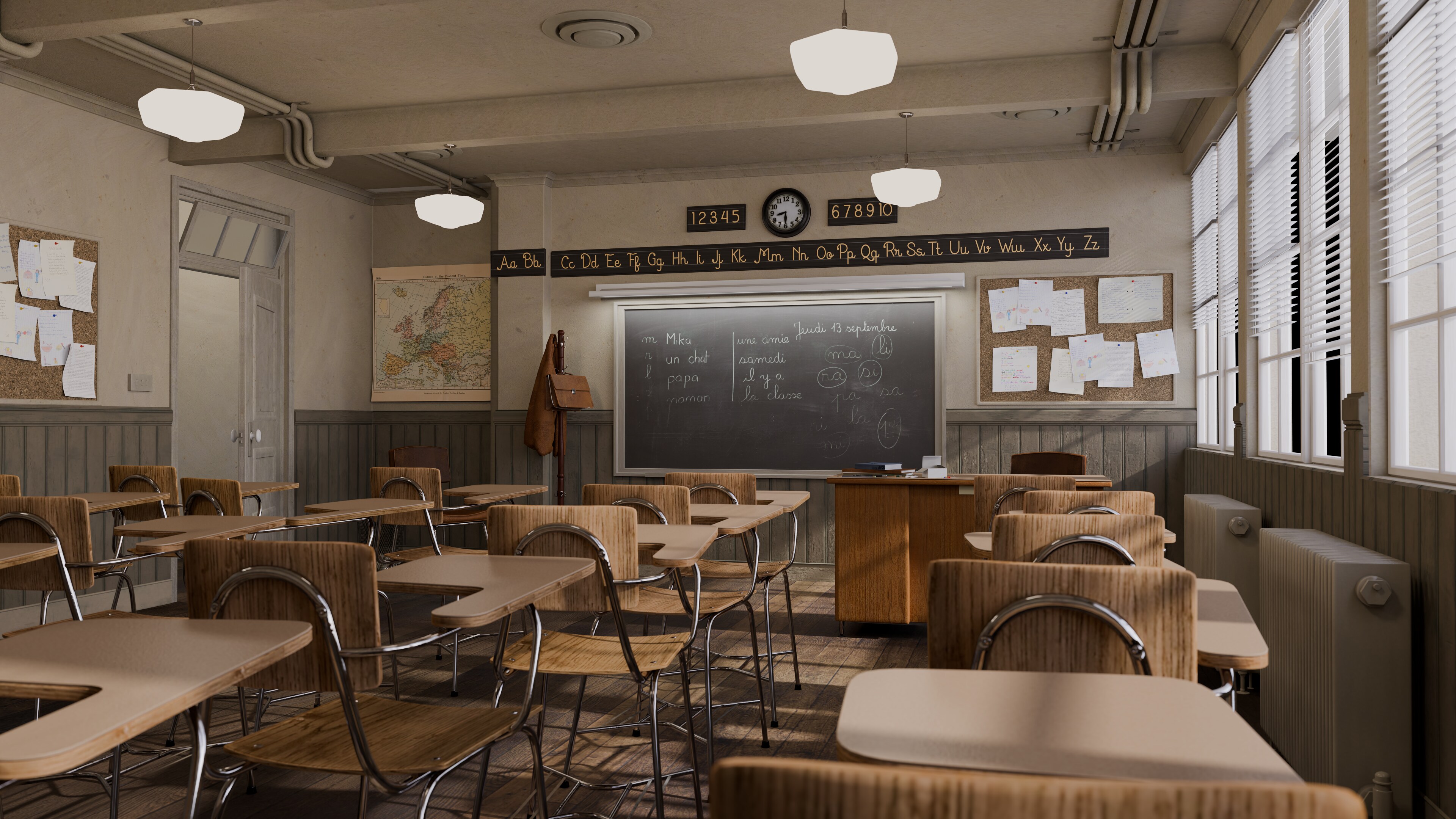 Classroom 4K — 145 frames, Cycles, 27 min