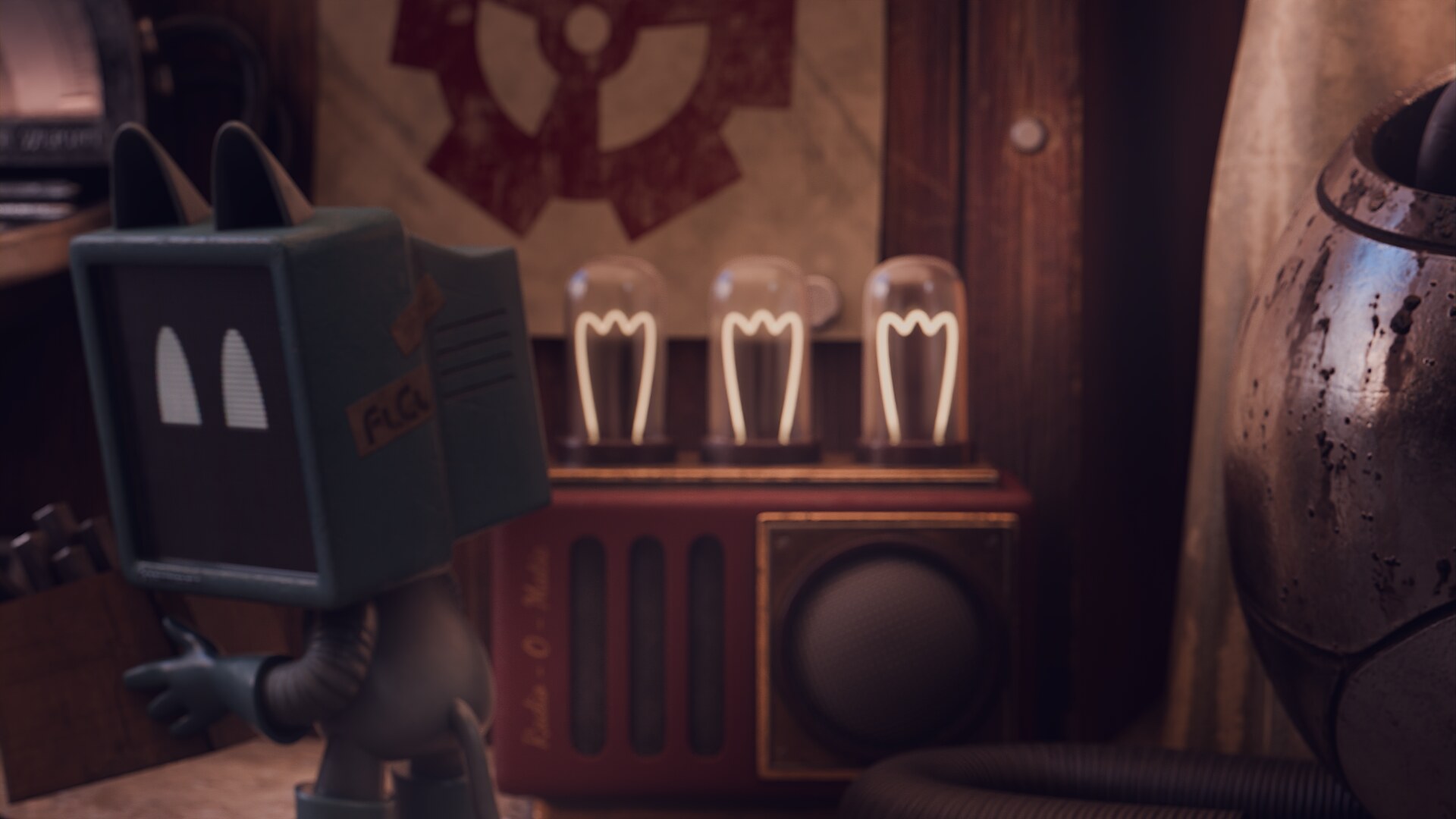 Junk Shop, retro TV robot — 85 mm, DoF f/2.5, €0.015